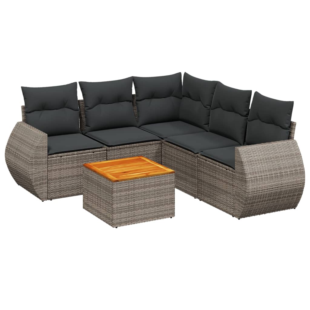 6-delige Loungeset met kussens poly rattan grijs is nu te koop bij PeponiXL, paradijselijk wonen!