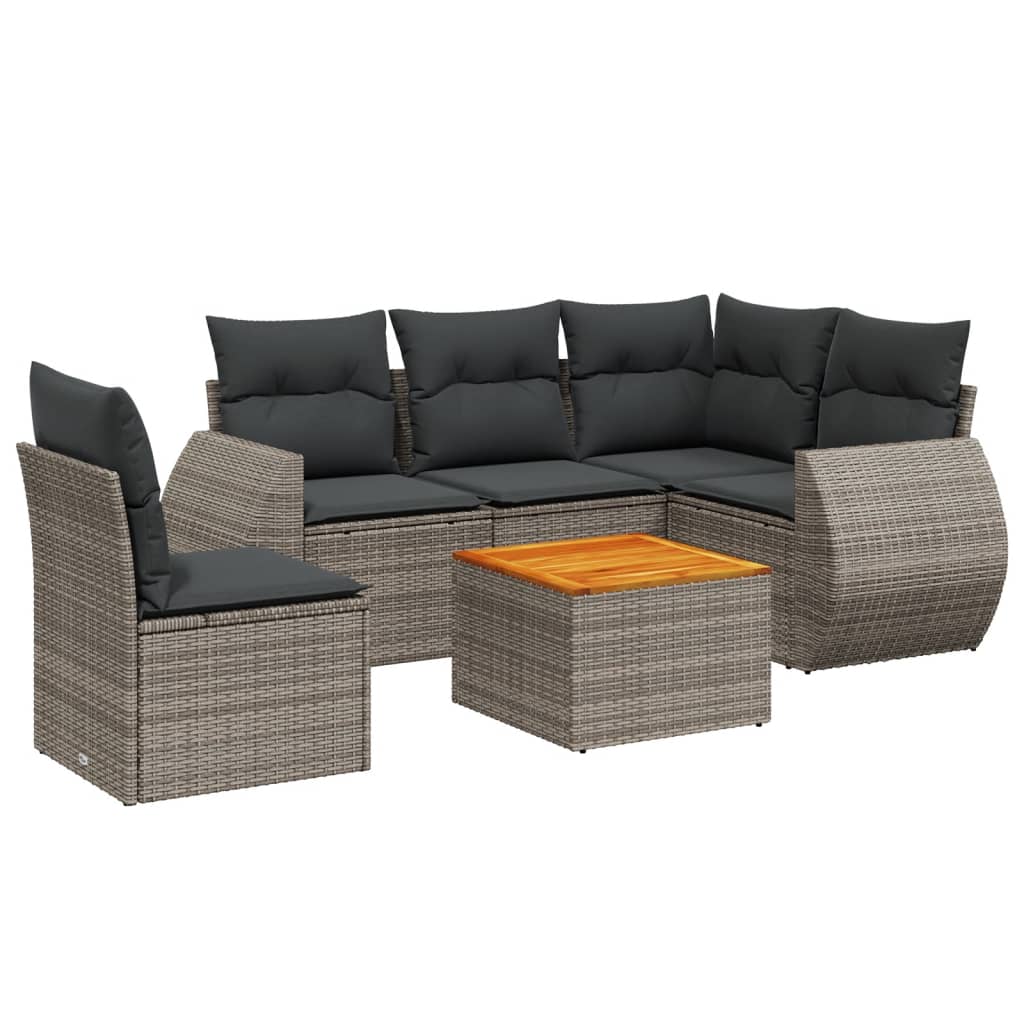 6-delige Loungeset met kussens poly rattan grijs is nu te koop bij PeponiXL, paradijselijk wonen!