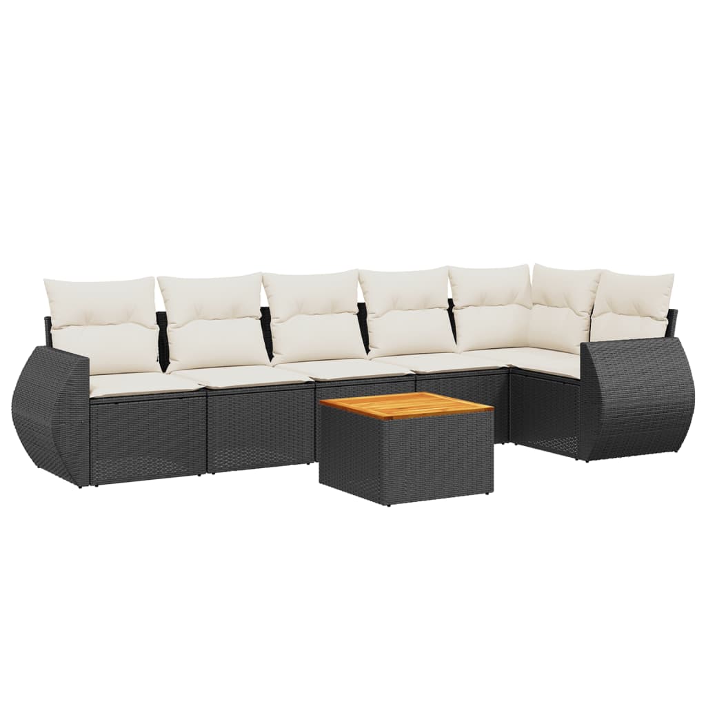 7-delige Loungeset met kussens poly rattan zwart is nu te koop bij PeponiXL, paradijselijk wonen!