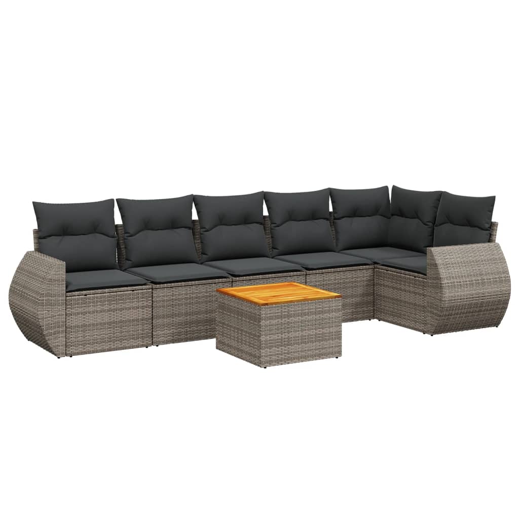 7-delige Loungeset met kussens poly rattan grijs is nu te koop bij PeponiXL, paradijselijk wonen!