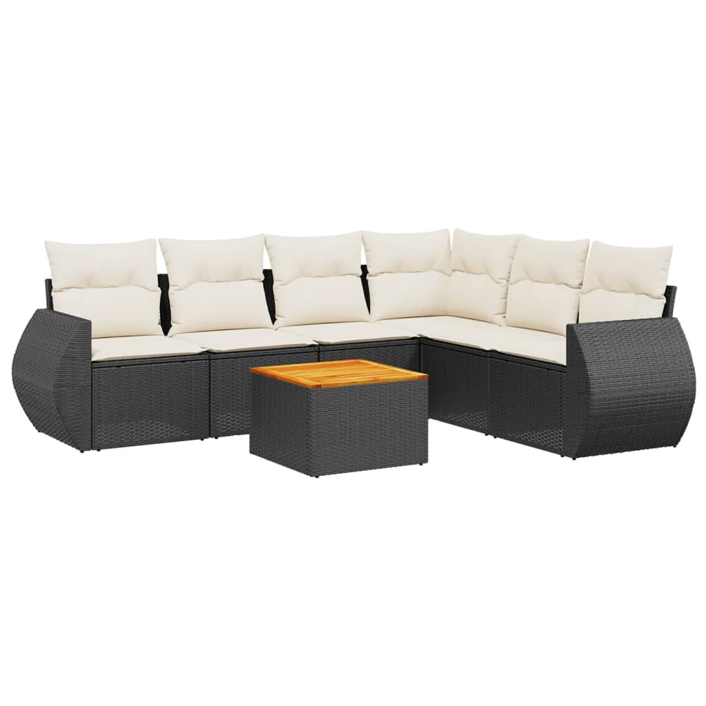 7-delige Loungeset met kussens poly rattan zwart is nu te koop bij PeponiXL, paradijselijk wonen!