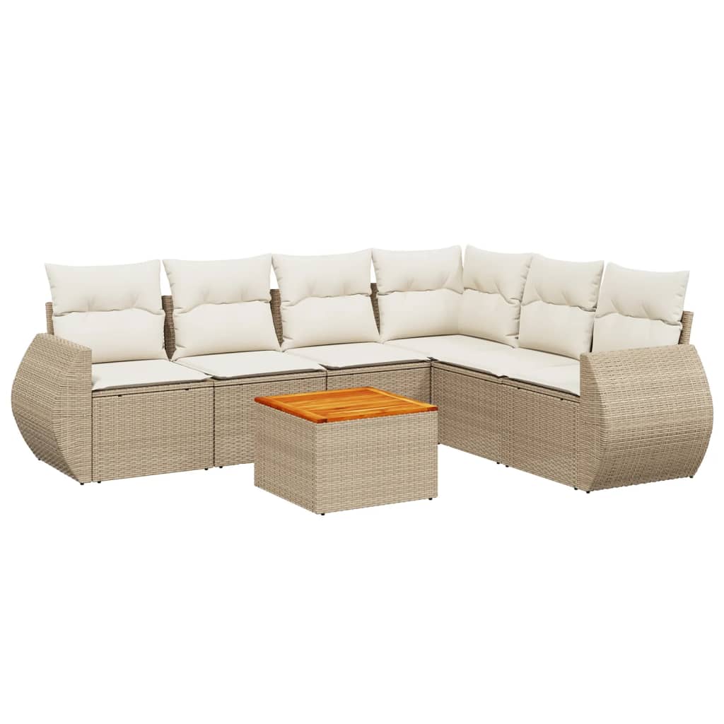 7-delige Loungeset met kussens poly rattan beige is nu te koop bij PeponiXL, paradijselijk wonen!