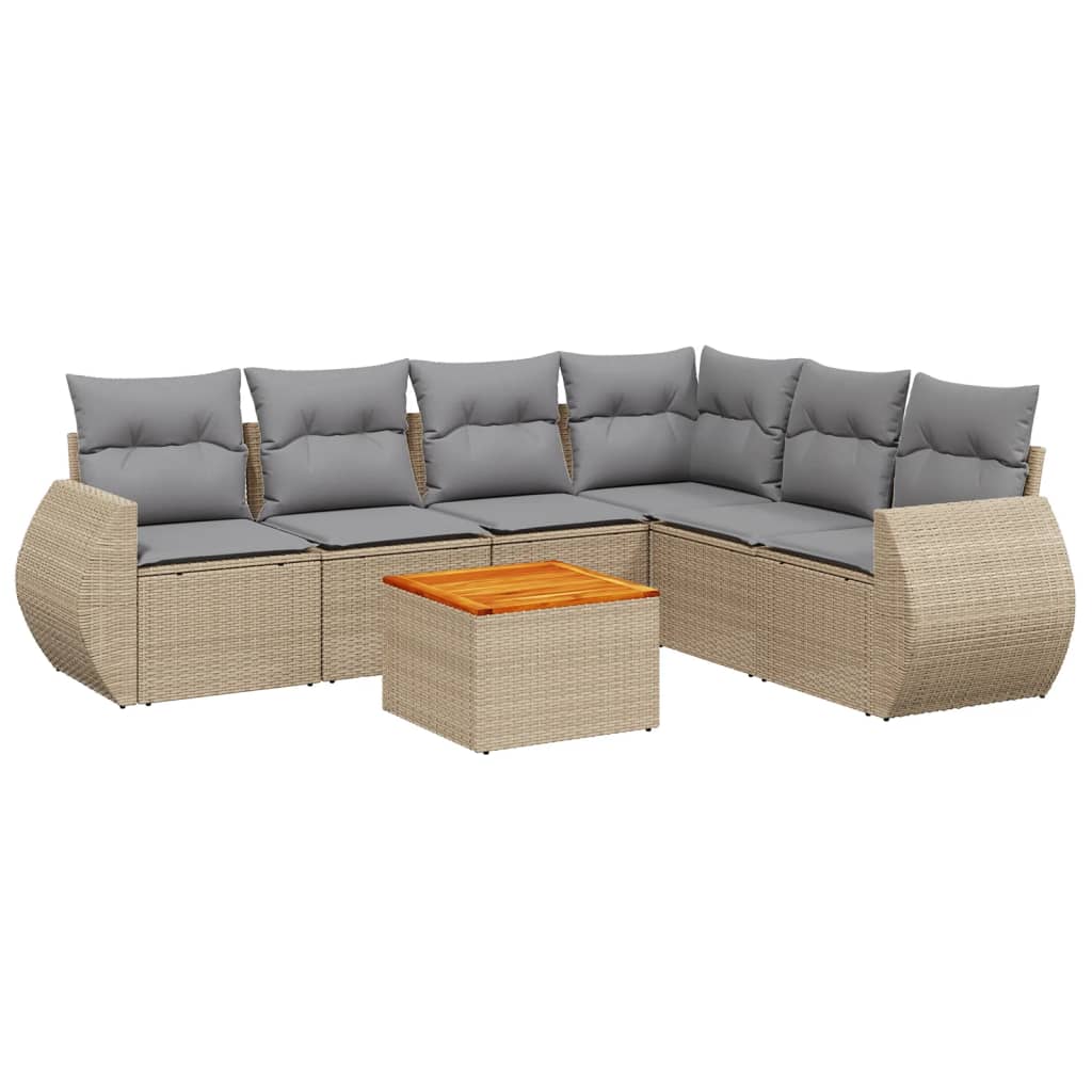 7-delige Loungeset met kussens poly rattan beige is nu te koop bij PeponiXL, paradijselijk wonen!