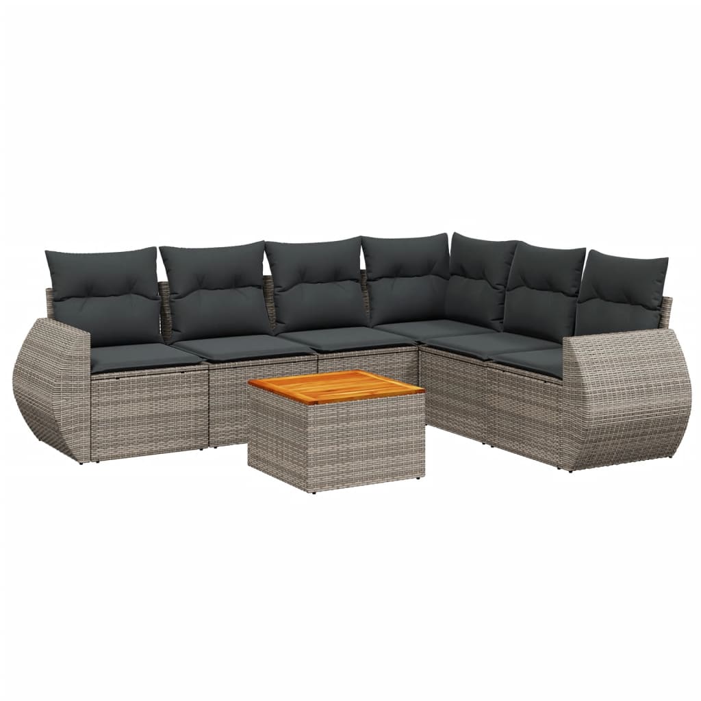 7-delige Loungeset met kussens poly rattan grijs is nu te koop bij PeponiXL, paradijselijk wonen!