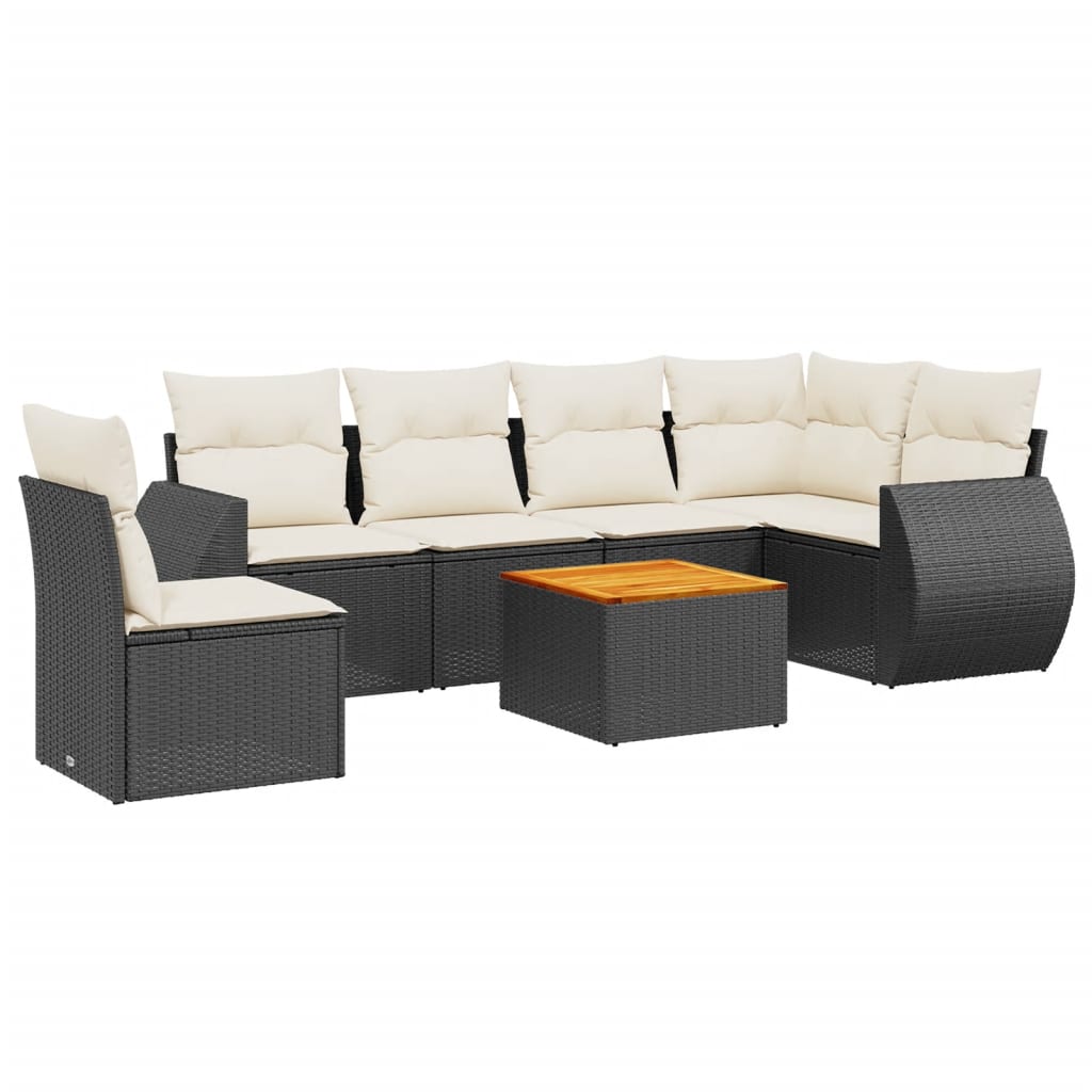 7-delige Loungeset met kussens poly rattan zwart is nu te koop bij PeponiXL, paradijselijk wonen!