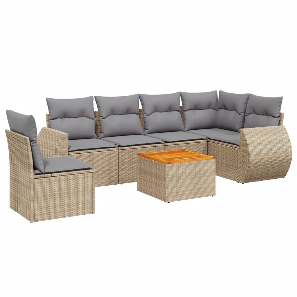 7-delige Loungeset met kussens poly rattan beige is nu te koop bij PeponiXL, paradijselijk wonen!