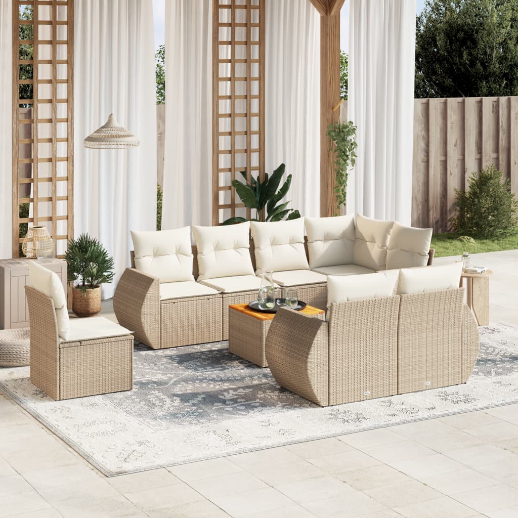9-delige Loungeset met kussens poly rattan beige is nu te koop bij PeponiXL, paradijselijk wonen!