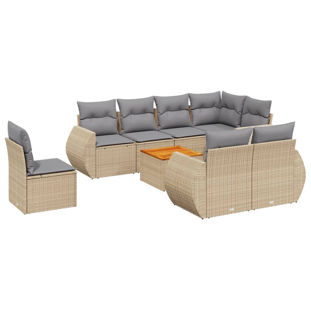 9-delige Loungeset met kussens poly rattan beige is nu te koop bij PeponiXL, paradijselijk wonen!
