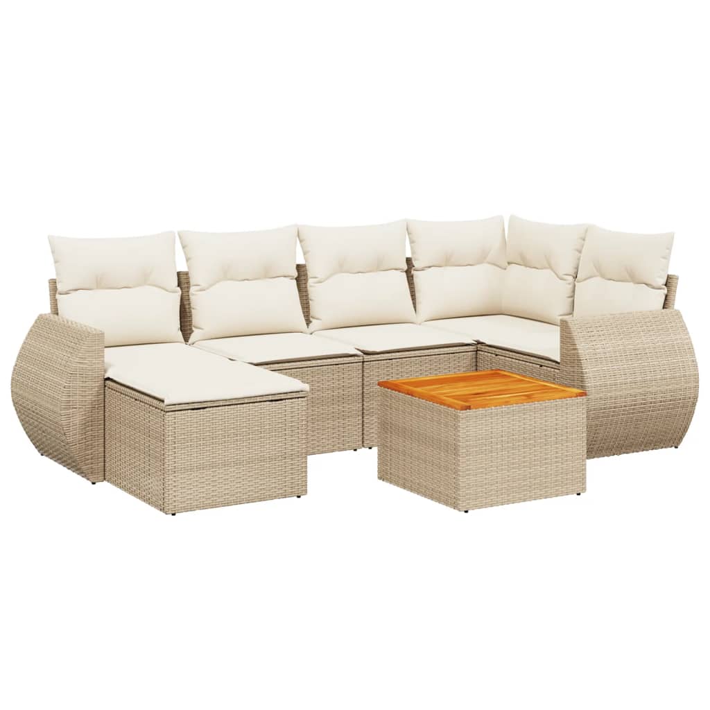 7-delige Loungeset met kussens poly rattan beige is nu te koop bij PeponiXL, paradijselijk wonen!