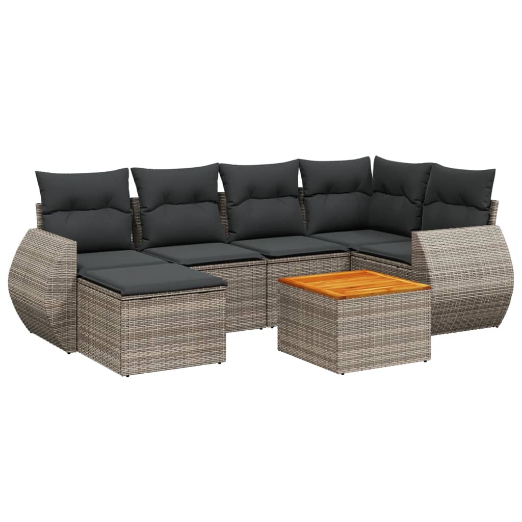 7-delige Loungeset met kussens poly rattan grijs is nu te koop bij PeponiXL, paradijselijk wonen!