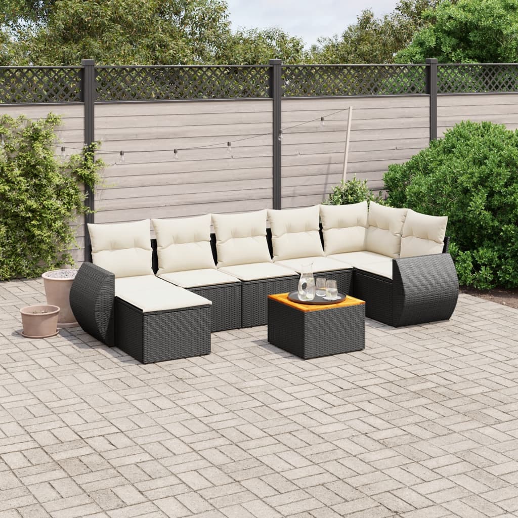 8-delige Loungeset met kussens poly rattan zwart is nu te koop bij PeponiXL, paradijselijk wonen!