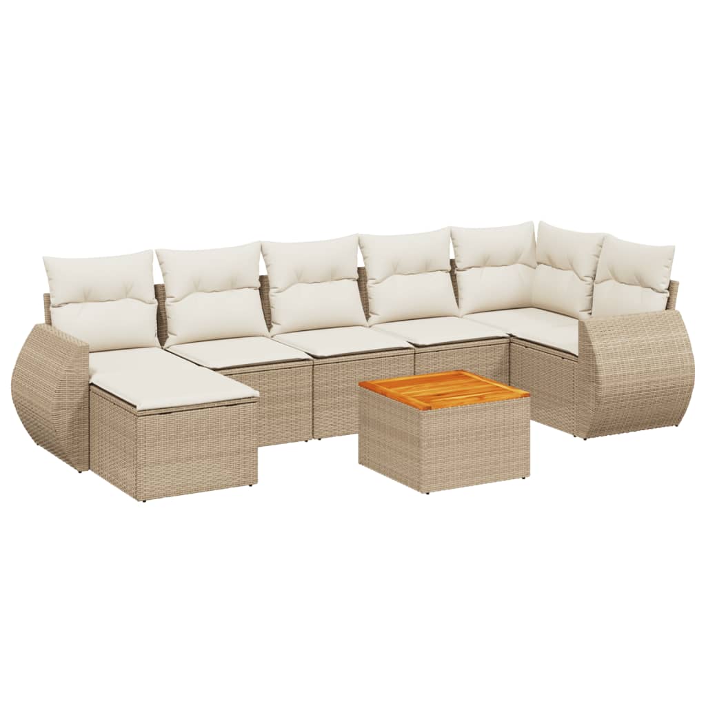 8-delige Loungeset met kussens poly rattan beige is nu te koop bij PeponiXL, paradijselijk wonen!