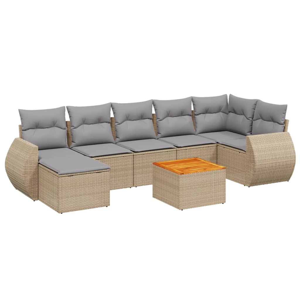 8-delige Loungeset met kussens poly rattan beige is nu te koop bij PeponiXL, paradijselijk wonen!