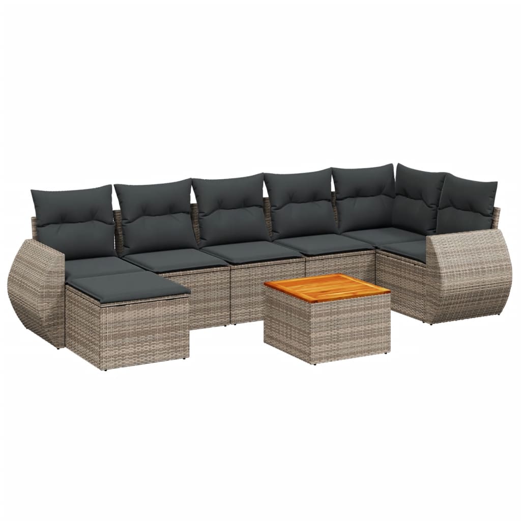8-delige Loungeset met kussens poly rattan grijs is nu te koop bij PeponiXL, paradijselijk wonen!