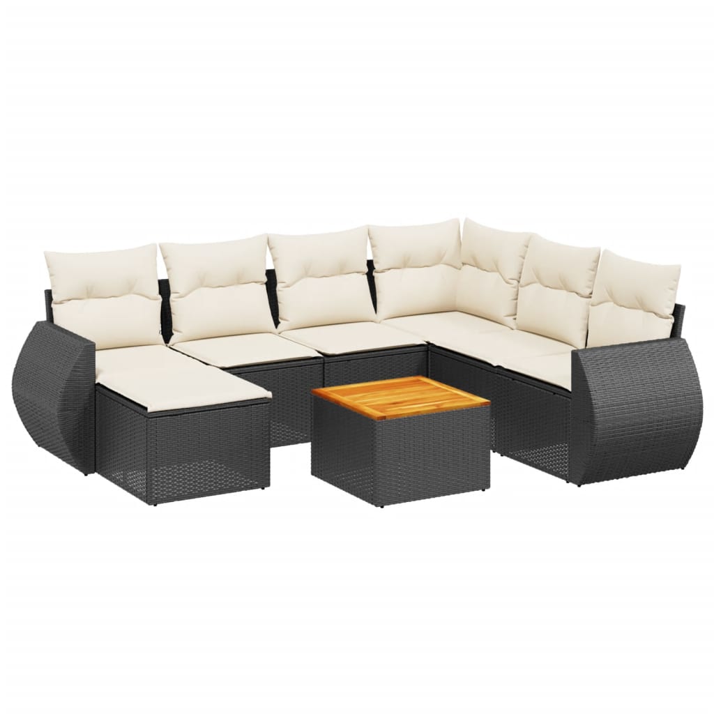 8-delige Loungeset met kussens poly rattan zwart is nu te koop bij PeponiXL, paradijselijk wonen!