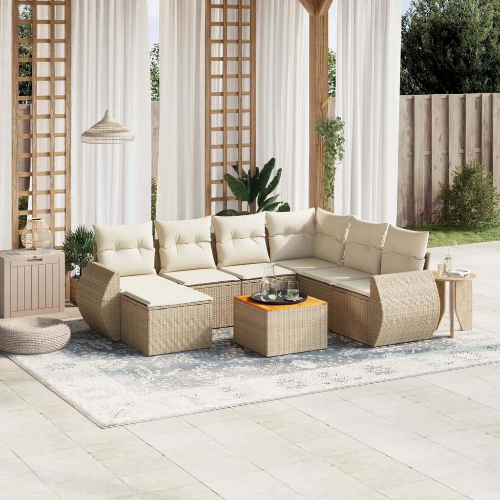 8-delige Loungeset met kussens poly rattan beige is nu te koop bij PeponiXL, paradijselijk wonen!