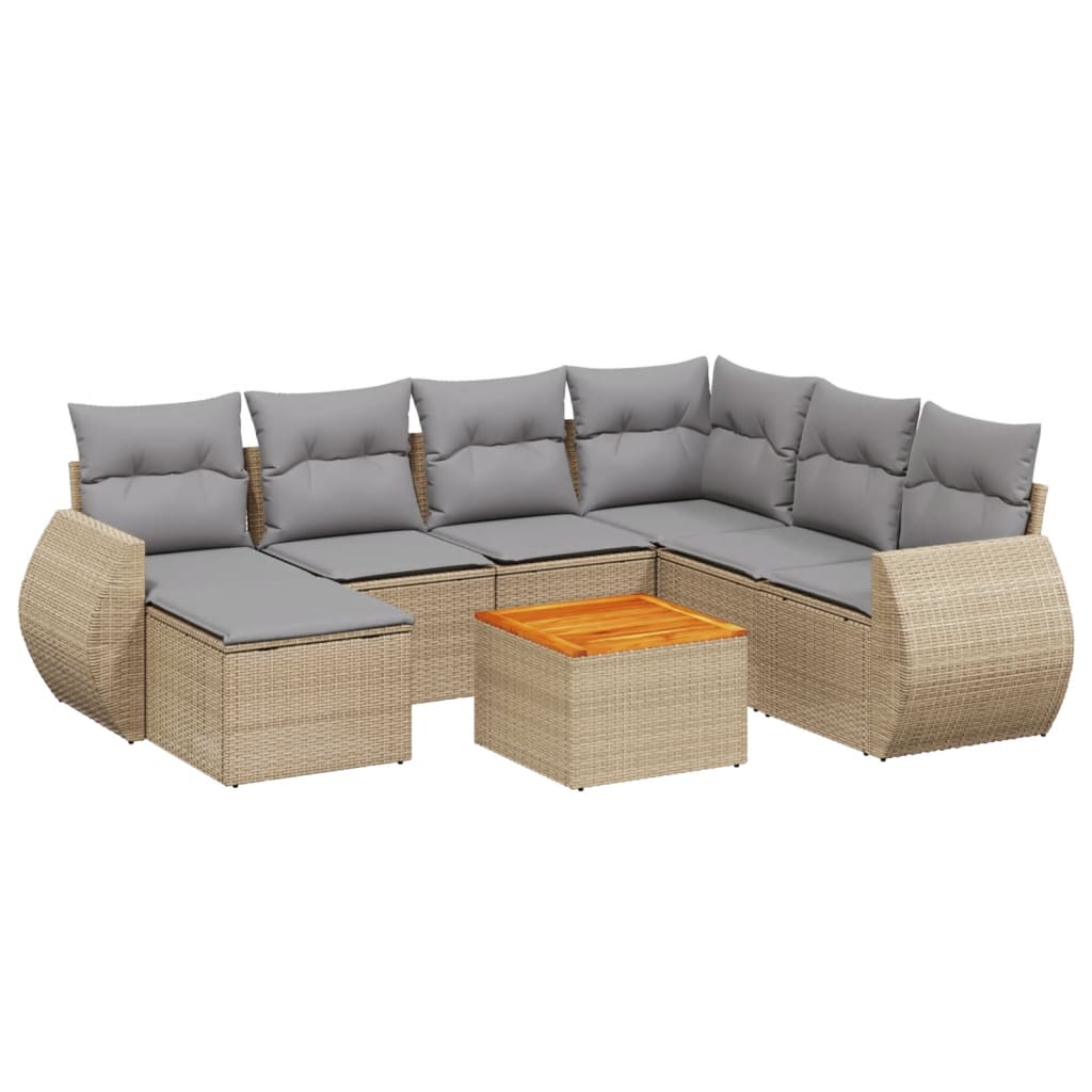 8-delige Loungeset met kussens poly rattan beige is nu te koop bij PeponiXL, paradijselijk wonen!