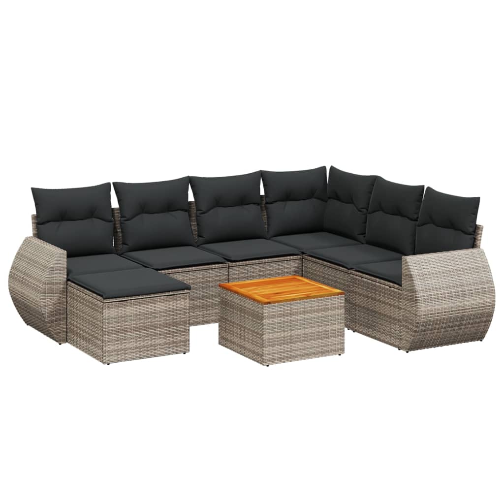 8-delige Loungeset met kussens poly rattan grijs is nu te koop bij PeponiXL, paradijselijk wonen!