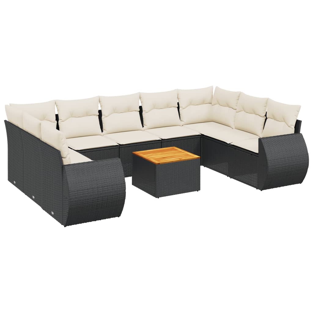 10-delige Loungeset met kussens poly rattan zwart is nu te koop bij PeponiXL, paradijselijk wonen!