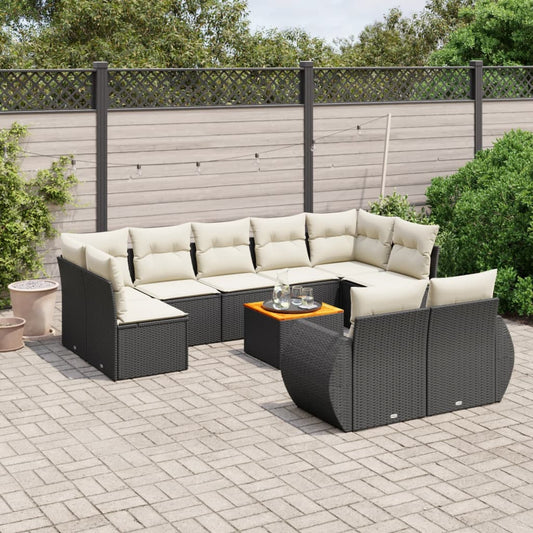 10-delige Loungeset met kussens poly rattan zwart is nu te koop bij PeponiXL, paradijselijk wonen!