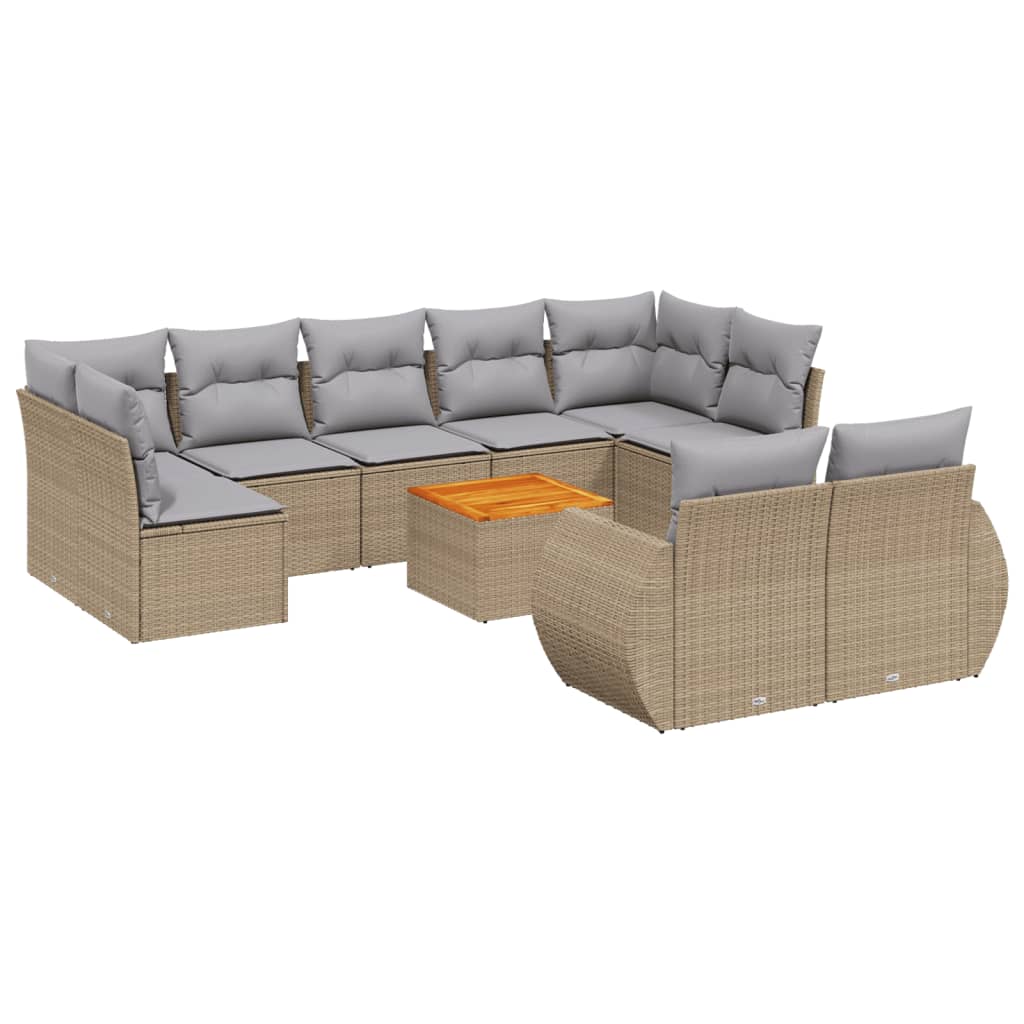 10-delige Loungeset met kussens poly rattan beige is nu te koop bij PeponiXL, paradijselijk wonen!