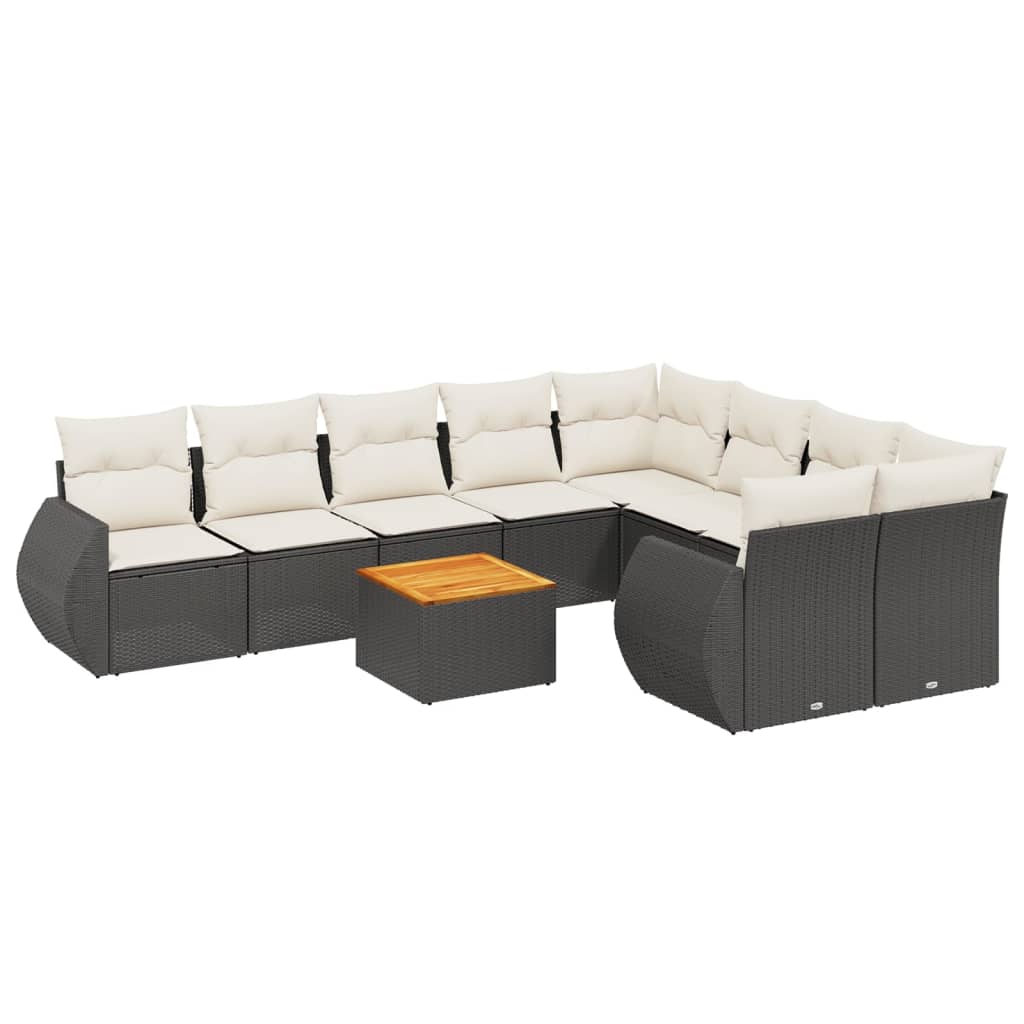 10-delige Loungeset met kussens poly rattan zwart is nu te koop bij PeponiXL, paradijselijk wonen!