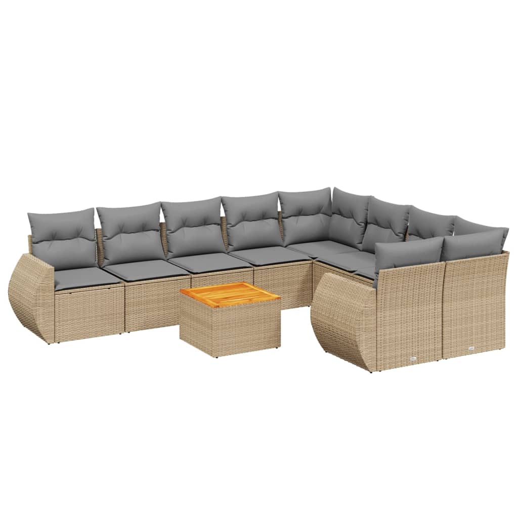 10-delige Loungeset met kussens poly rattan beige is nu te koop bij PeponiXL, paradijselijk wonen!