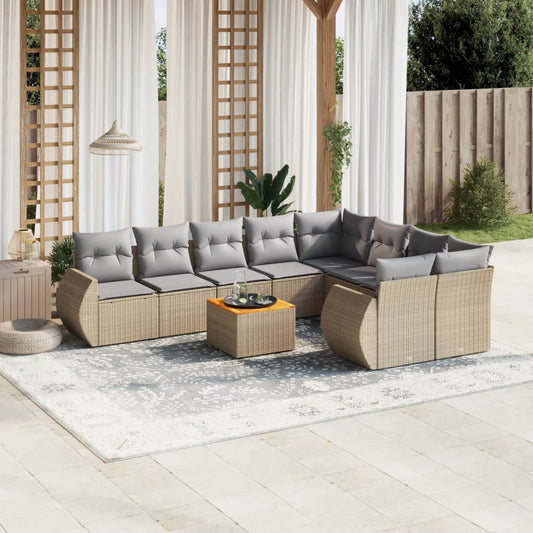 10-delige Loungeset met kussens poly rattan beige is nu te koop bij PeponiXL, paradijselijk wonen!