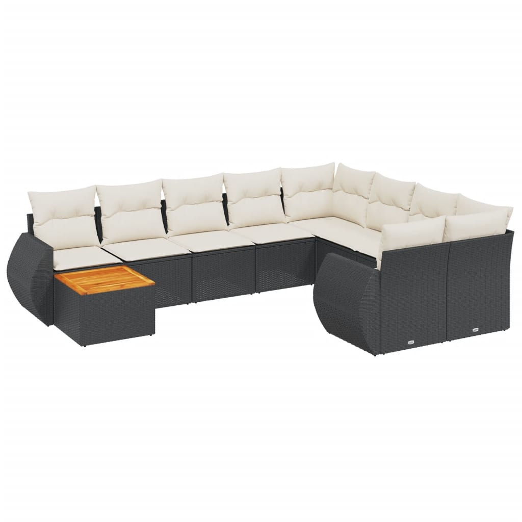 10-delige Loungeset met kussens poly rattan zwart is nu te koop bij PeponiXL, paradijselijk wonen!
