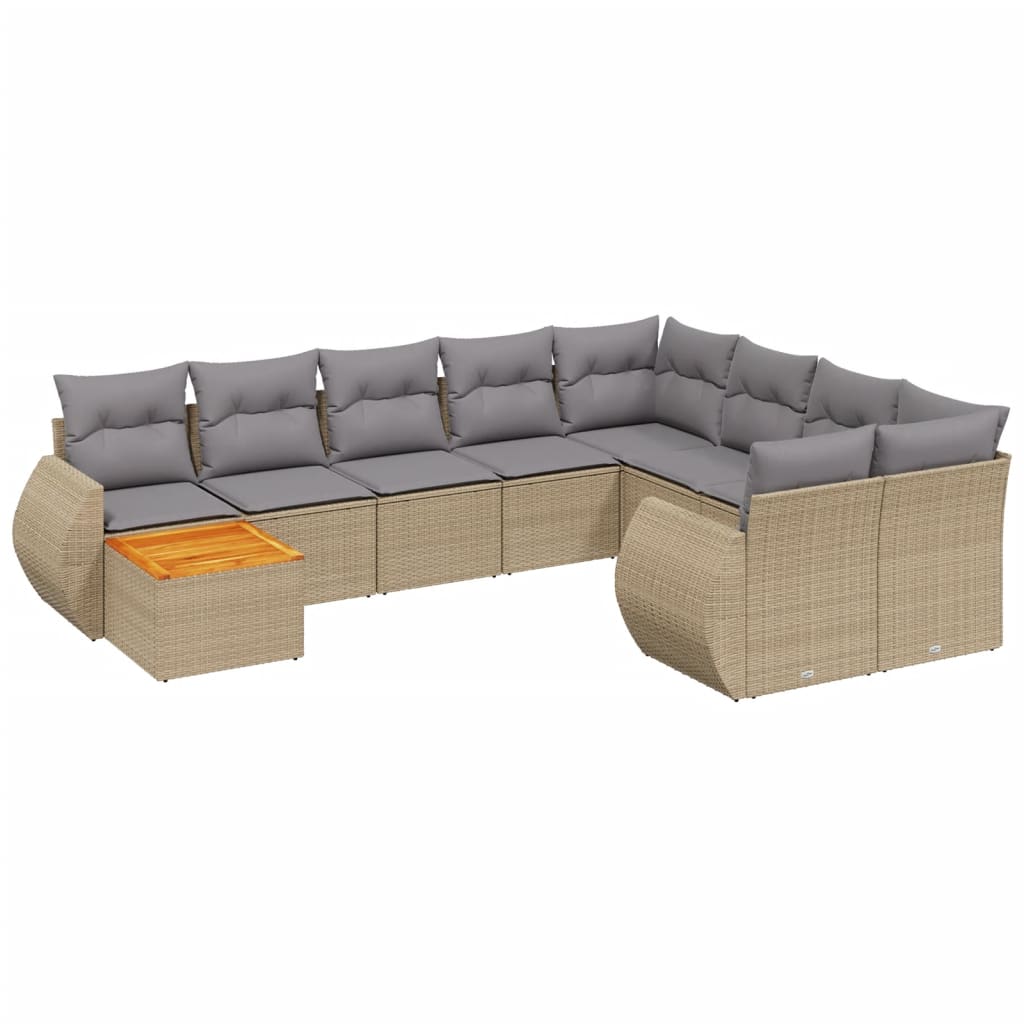 10-delige Loungeset met kussens poly rattan beige is nu te koop bij PeponiXL, paradijselijk wonen!