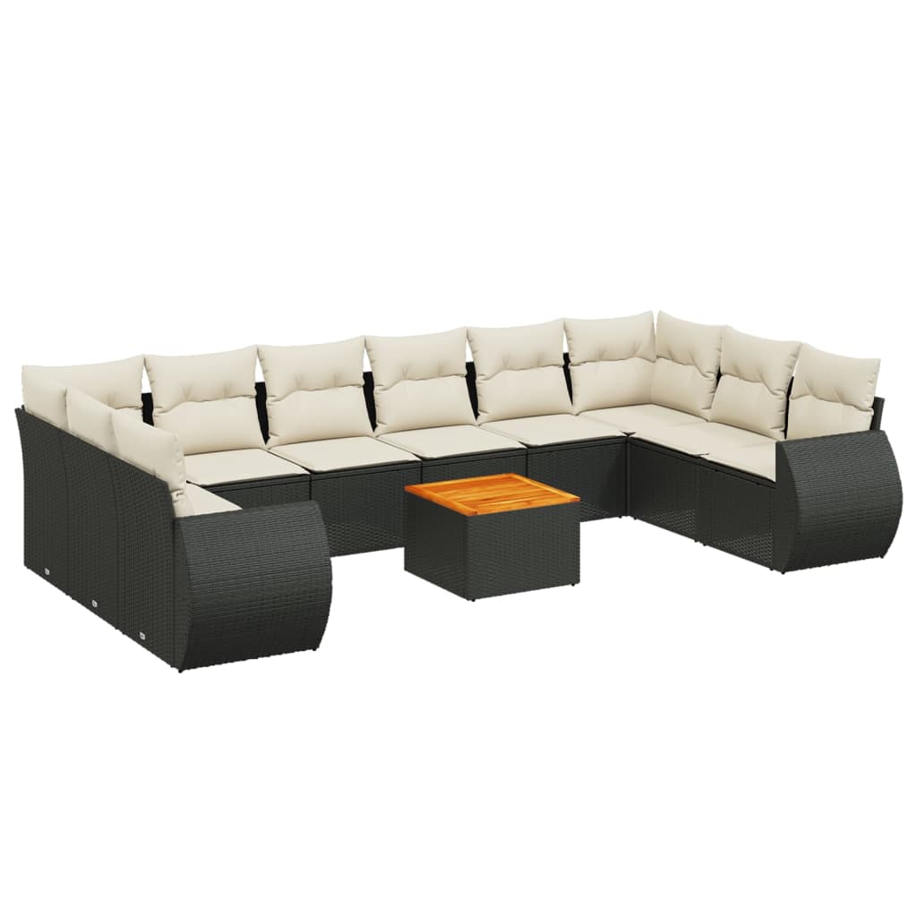 11-delige Loungeset met kussens poly rattan zwart is nu te koop bij PeponiXL, paradijselijk wonen!