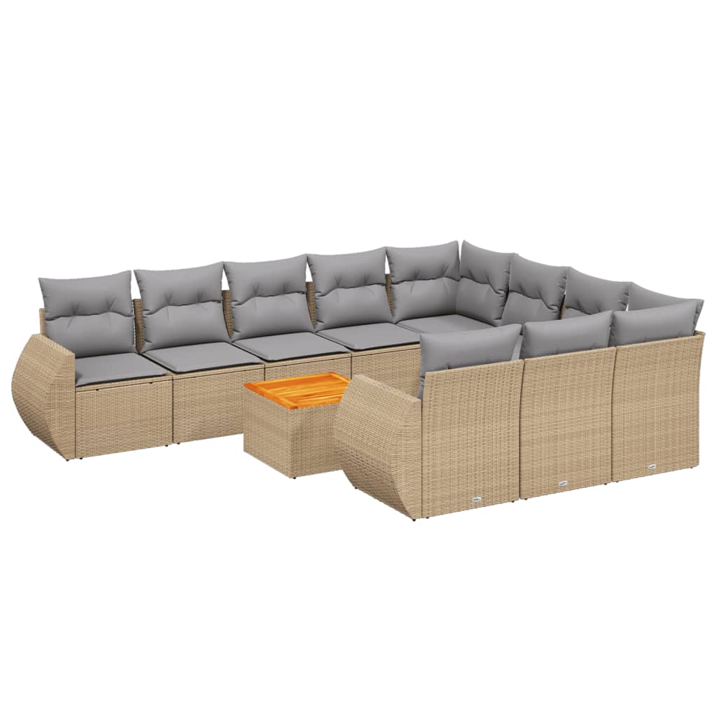 11-delige Tuinset met kussens poly rattan beige is nu te koop bij PeponiXL, paradijselijk wonen!