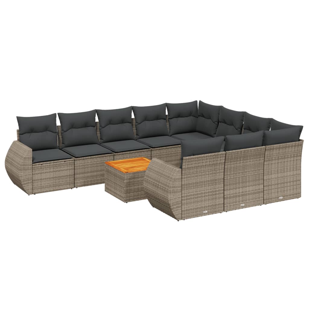 11-delige Loungeset met kussens poly rattan grijs is nu te koop bij PeponiXL, paradijselijk wonen!