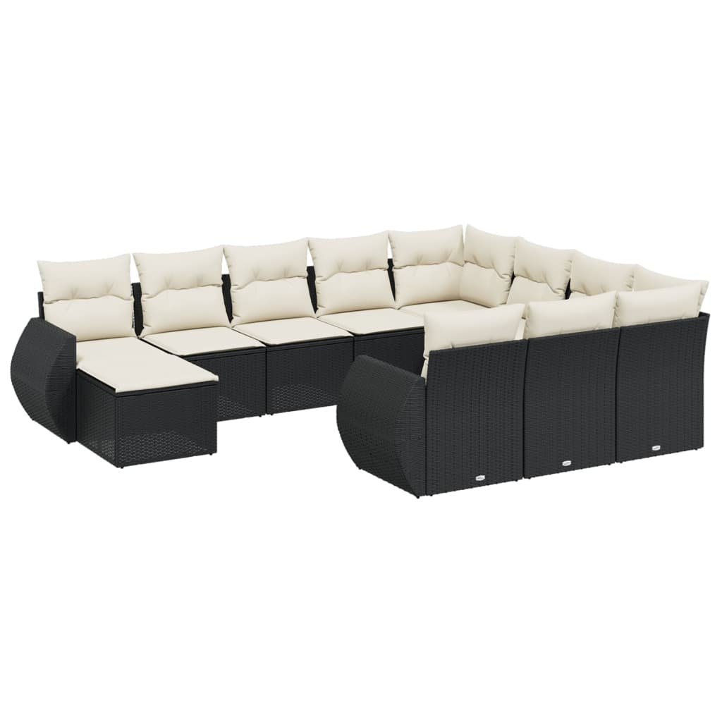 11-delige Loungeset met kussens poly rattan zwart is nu te koop bij PeponiXL, paradijselijk wonen!
