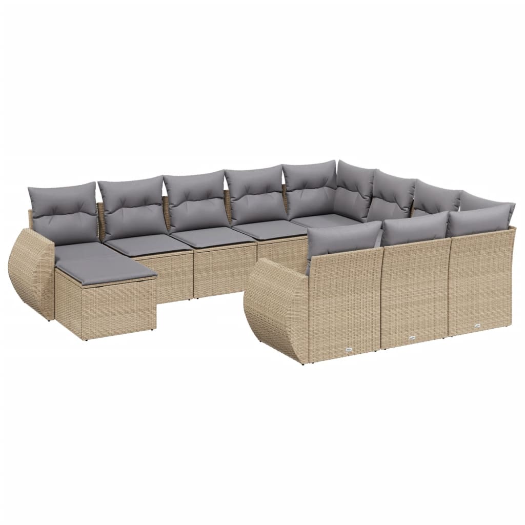 11-delige Tuinset met kussens poly rattan beige is nu te koop bij PeponiXL, paradijselijk wonen!