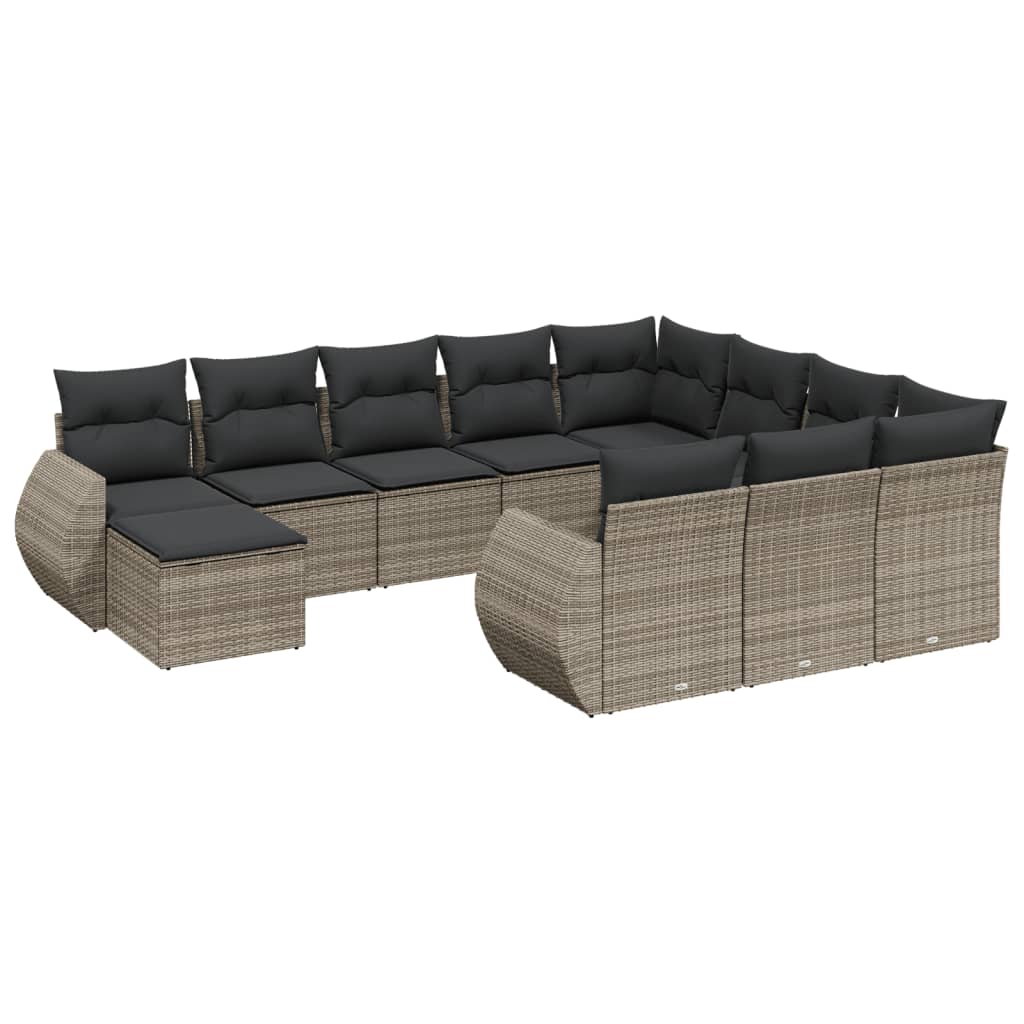 11-delige Loungeset met kussens poly rattan grijs is nu te koop bij PeponiXL, paradijselijk wonen!