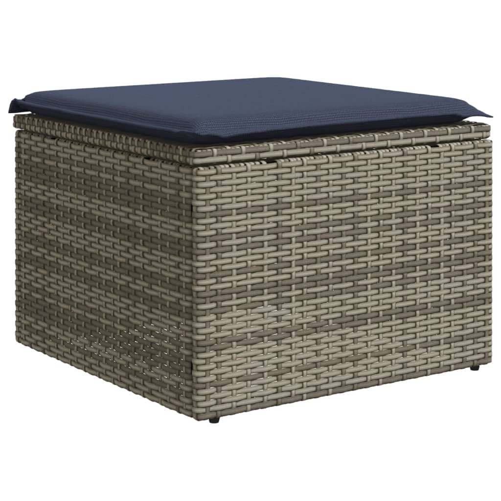 11-delige tuinbankset met kussens, grijs polyrotan is nu te koop bij PeponiXL, paradijselijk wonen!