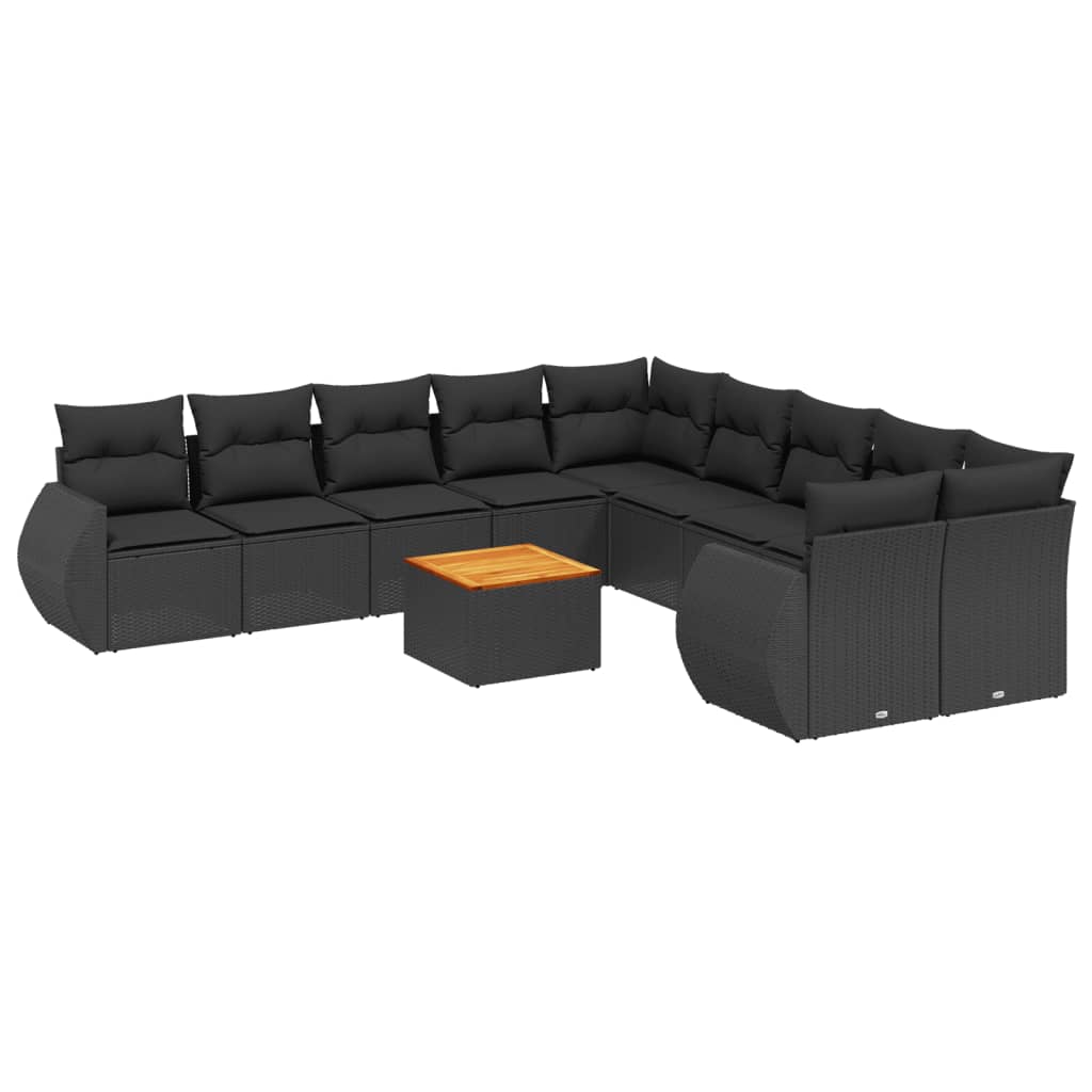 11-delige Loungeset met kussens poly rattan zwart is nu te koop bij PeponiXL, paradijselijk wonen!