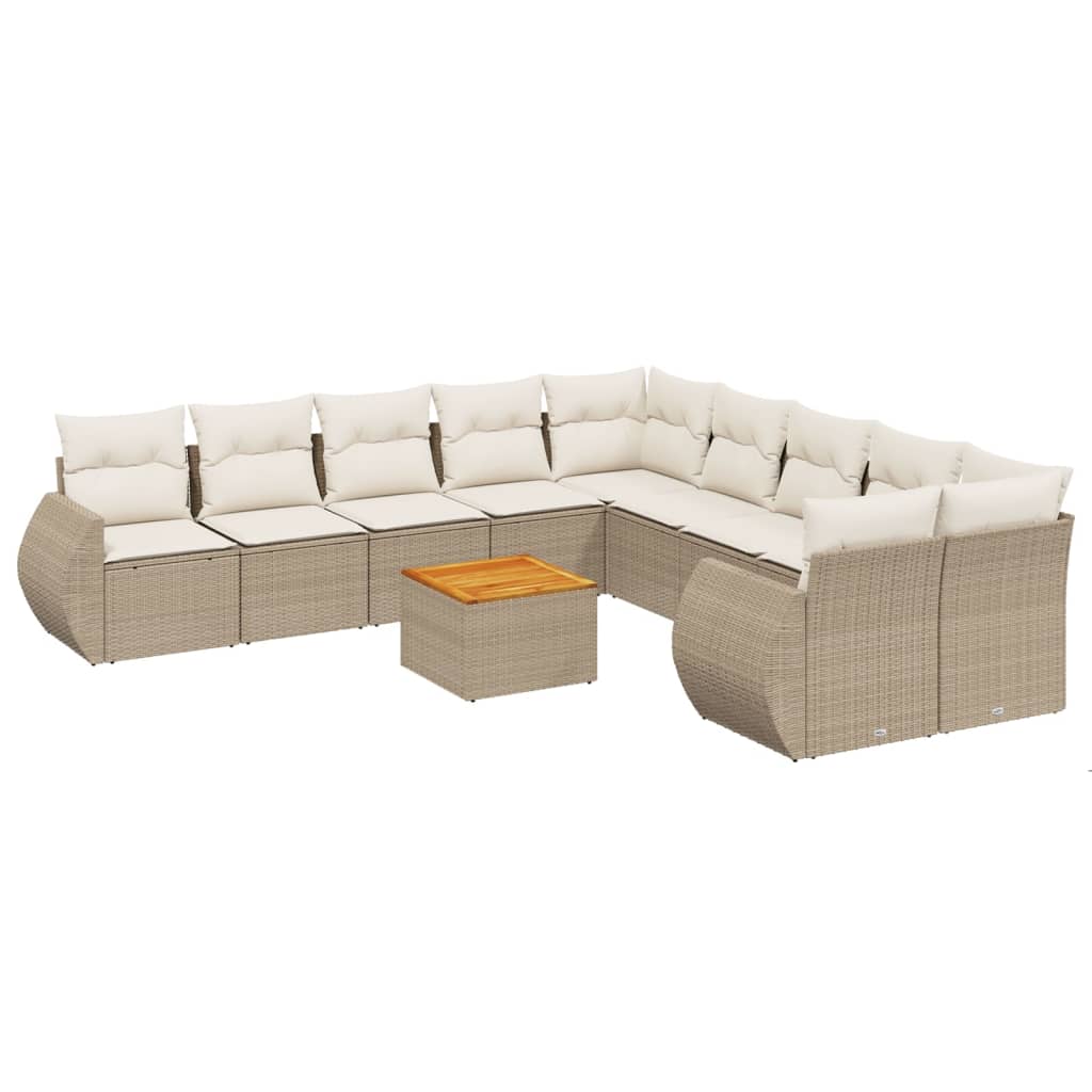 11-delige Tuinset met kussens poly rattan beige is nu te koop bij PeponiXL, paradijselijk wonen!