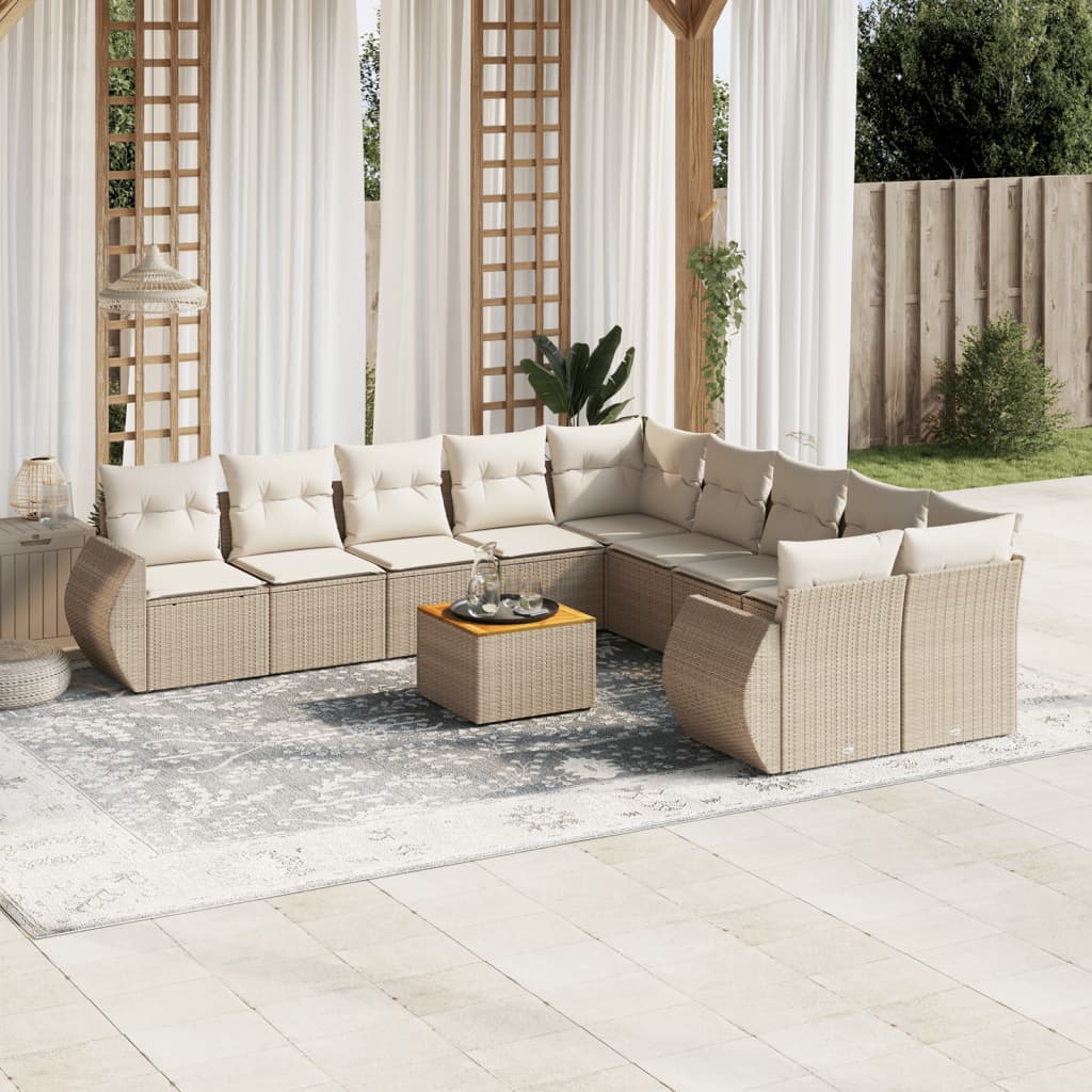 11-delige Tuinset met kussens poly rattan beige is nu te koop bij PeponiXL, paradijselijk wonen!