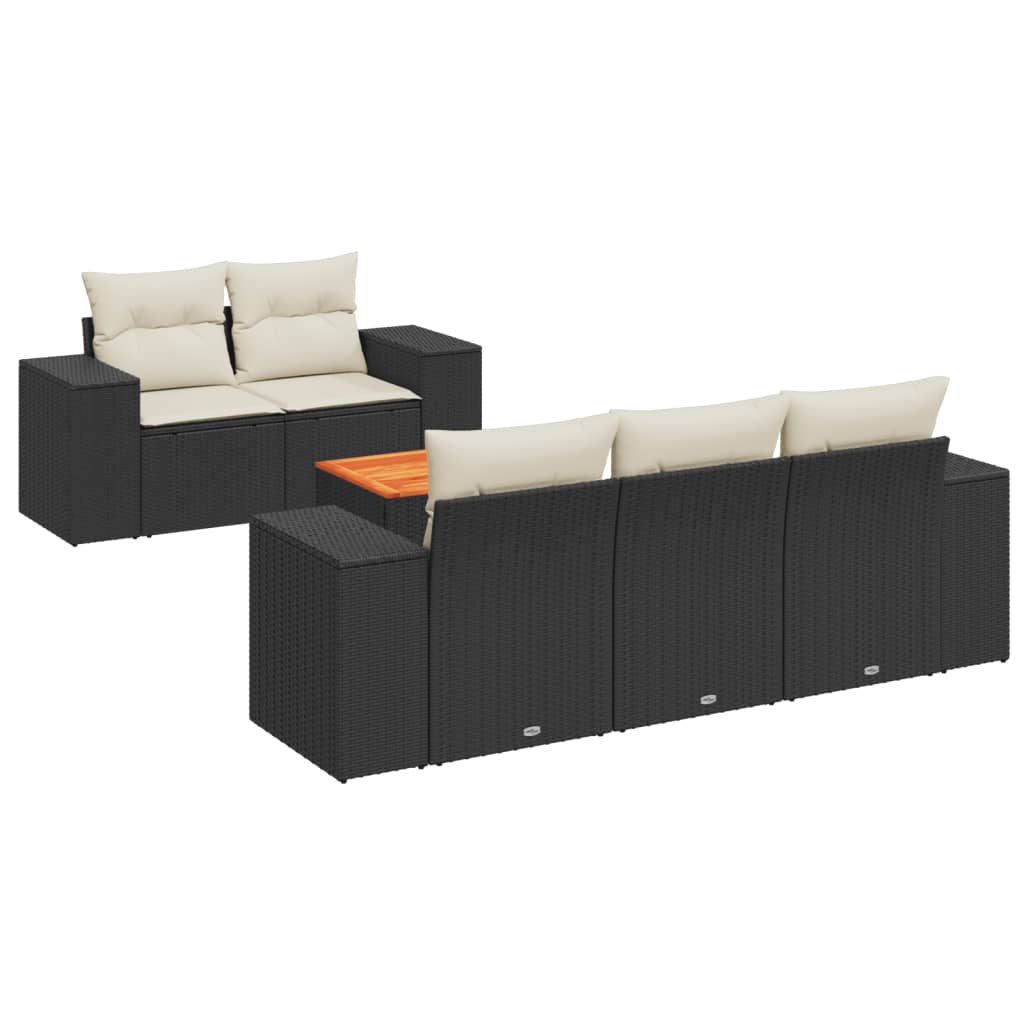 6-delige Loungeset met kussens poly rattan zwart is nu te koop bij PeponiXL, paradijselijk wonen!