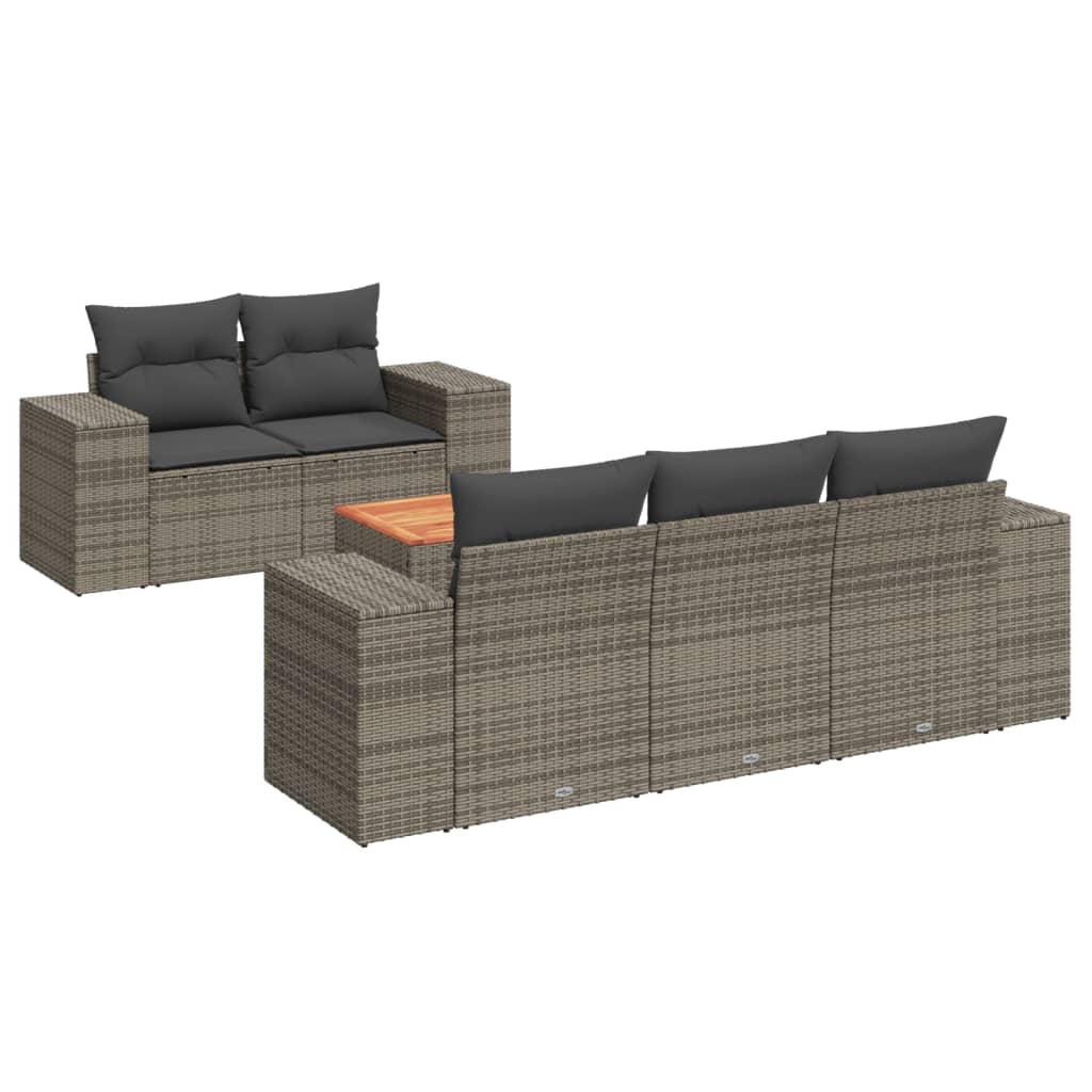6-delige Loungeset met kussens poly rattan grijs is nu te koop bij PeponiXL, paradijselijk wonen!