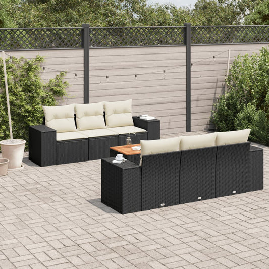 7-delige Loungeset met kussens poly rattan zwart is nu te koop bij PeponiXL, paradijselijk wonen!