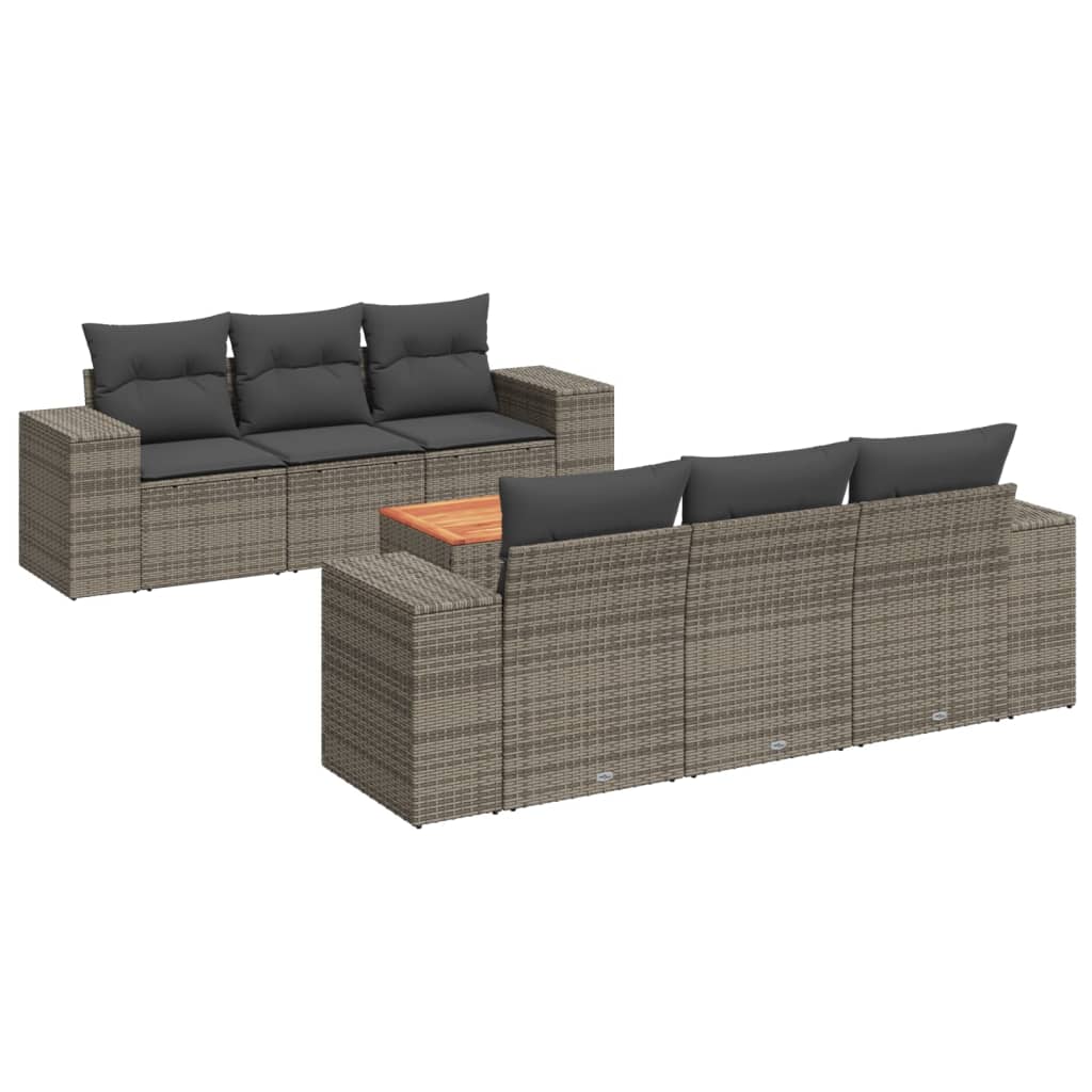 7-delige Loungeset met kussens poly rattan grijs is nu te koop bij PeponiXL, paradijselijk wonen!