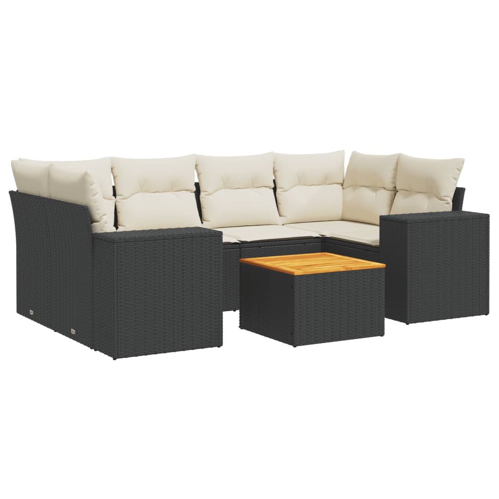 7-delige Loungeset met kussens poly rattan zwart is nu te koop bij PeponiXL, paradijselijk wonen!