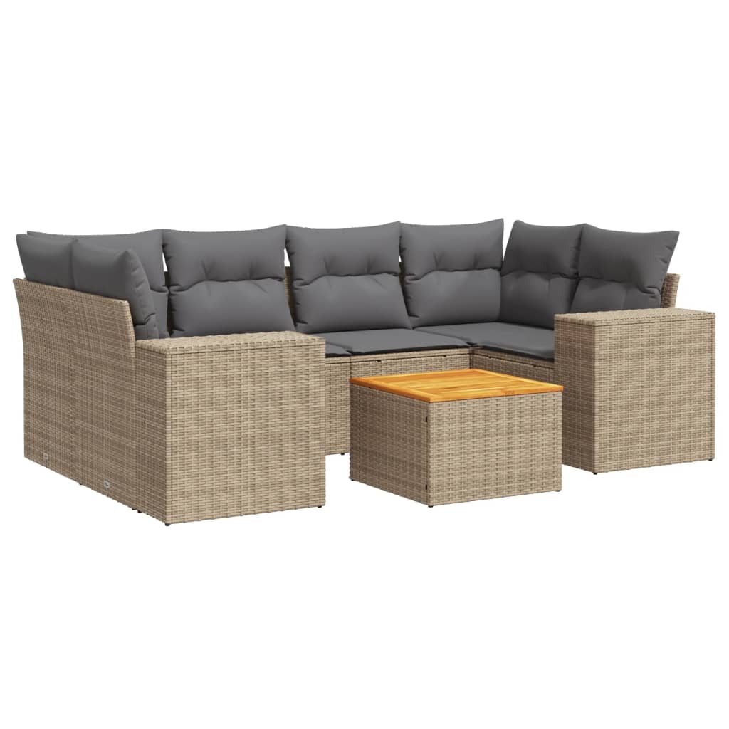 7-delige Loungeset met kussens poly rattan beige is nu te koop bij PeponiXL, paradijselijk wonen!