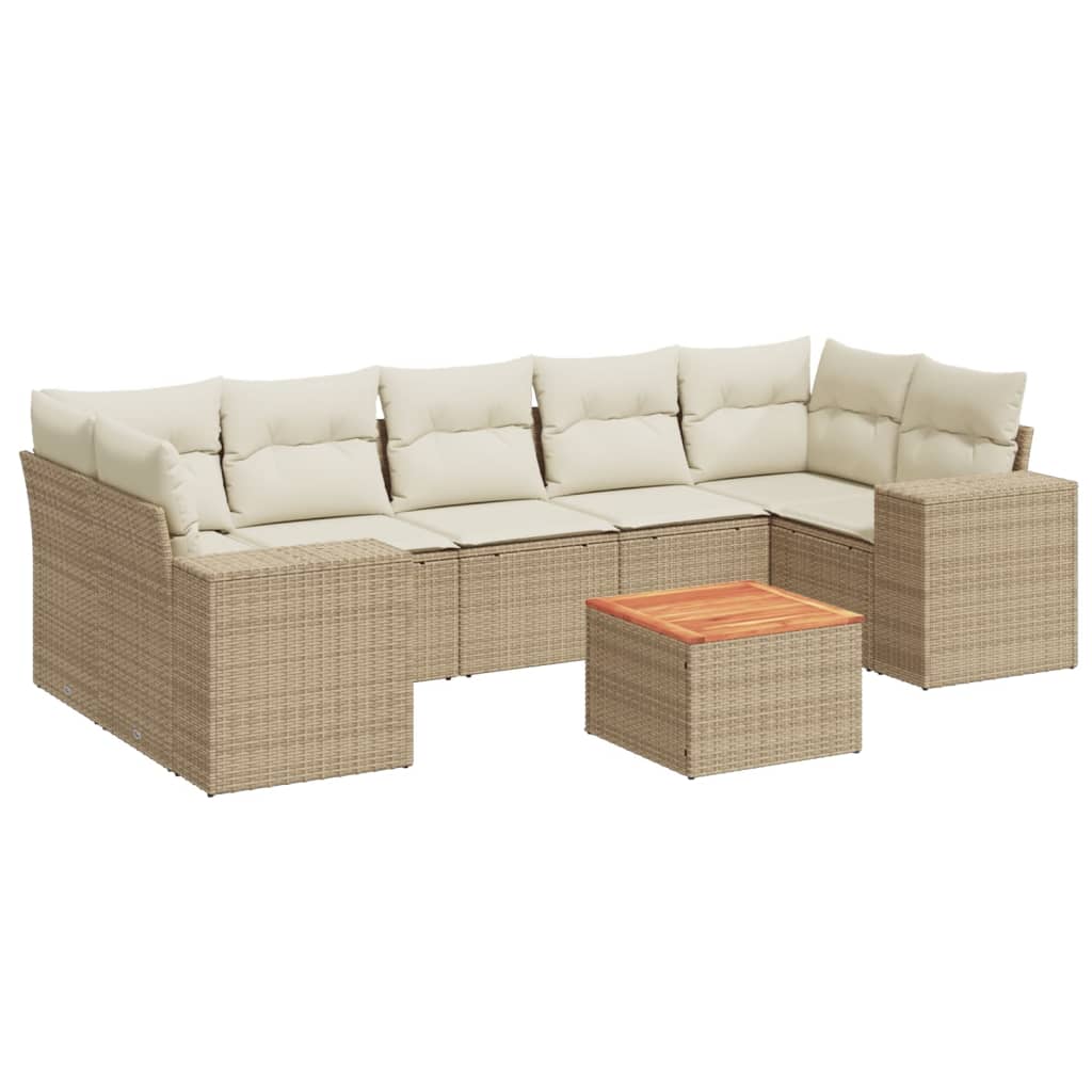 8-delige Loungeset met kussens poly rattan beige is nu te koop bij PeponiXL, paradijselijk wonen!