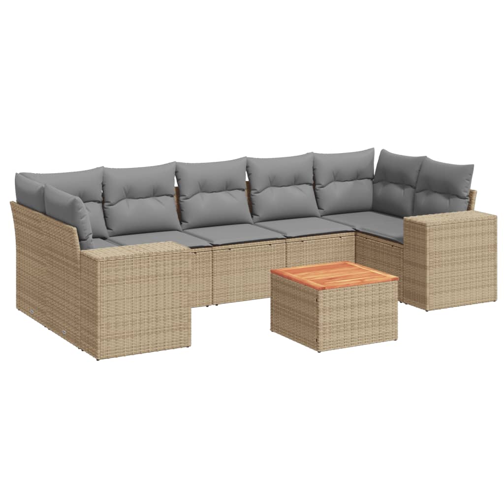 8-delige Loungeset met kussens poly rattan beige is nu te koop bij PeponiXL, paradijselijk wonen!