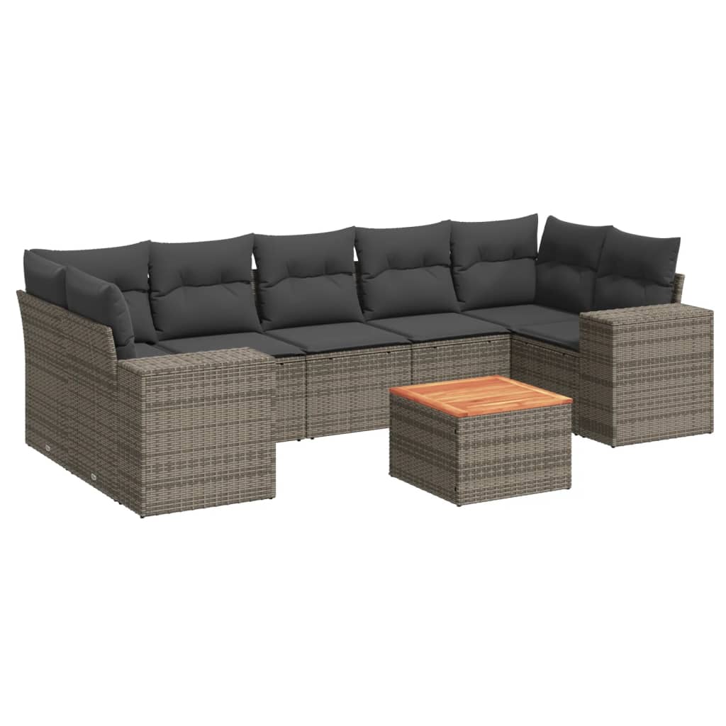 8-delige Loungeset met kussens poly rattan grijs is nu te koop bij PeponiXL, paradijselijk wonen!