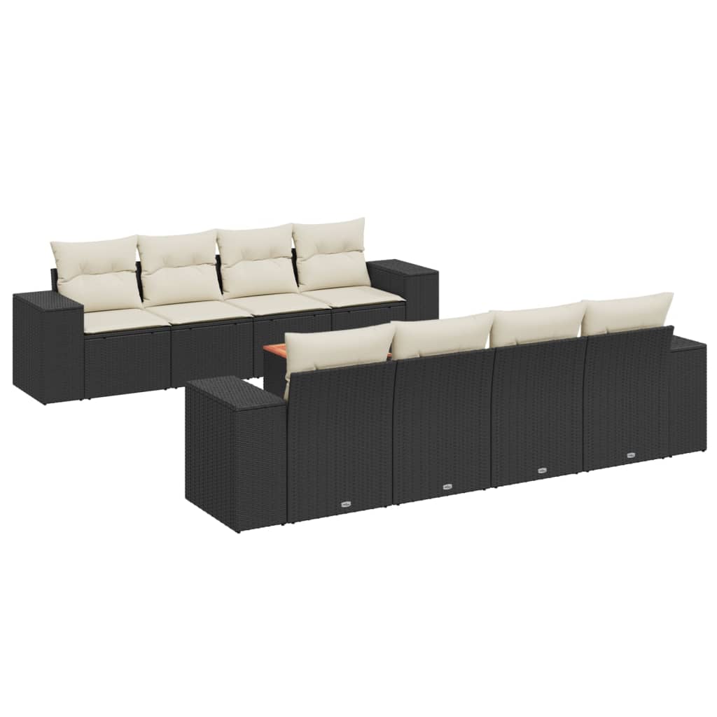 9-delige Loungeset met kussens poly rattan zwart is nu te koop bij PeponiXL, paradijselijk wonen!